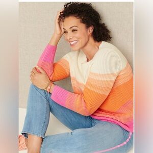 Talbots SHAKER STITCH BATEAU NECK SWEATER - SPRING OMBRÉ